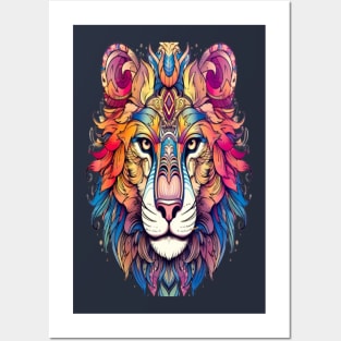 Lion Mandala Animal Ilustration Posters and Art